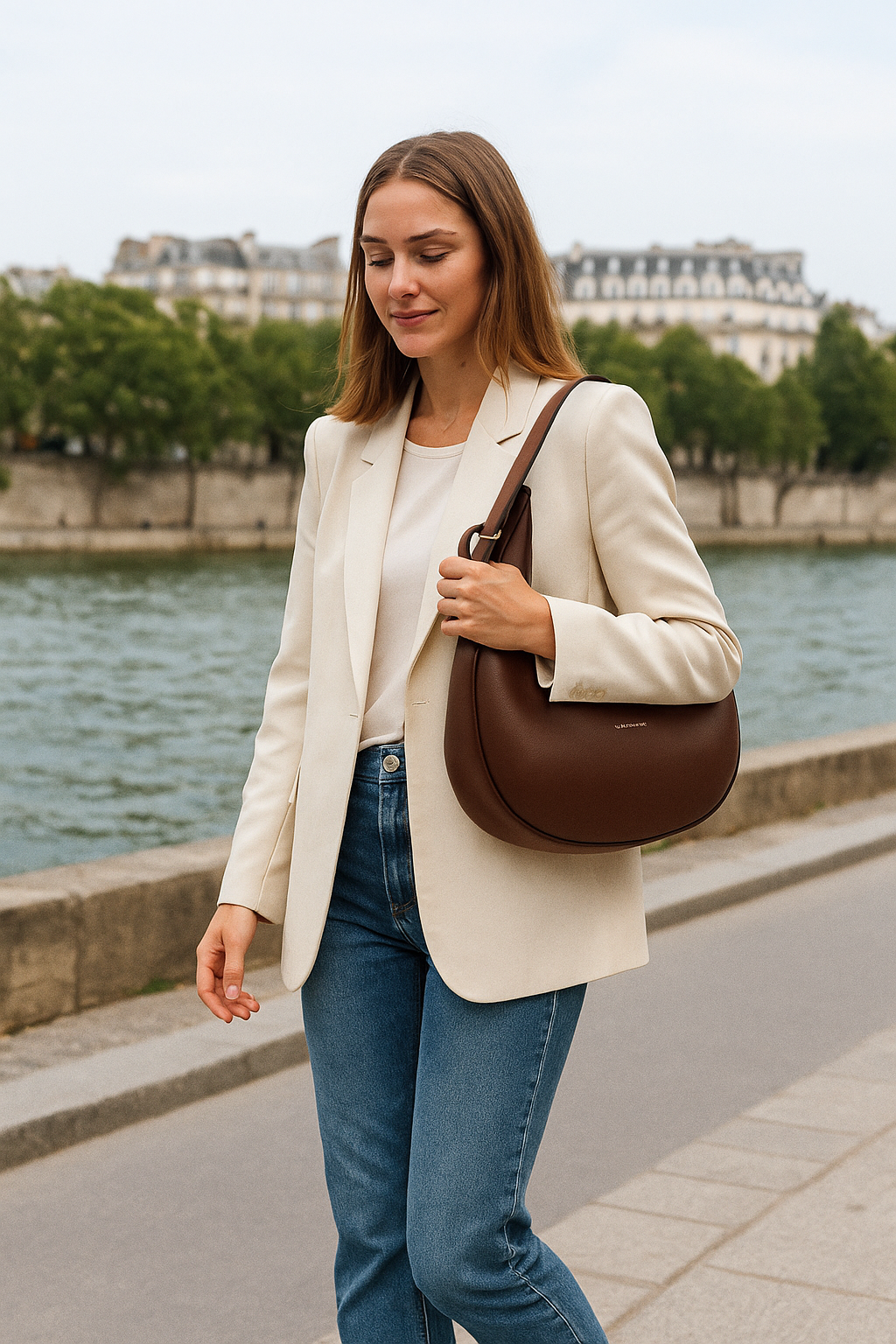 Sac besace Nola Marron by Ted Lapidus, Élégante et concise