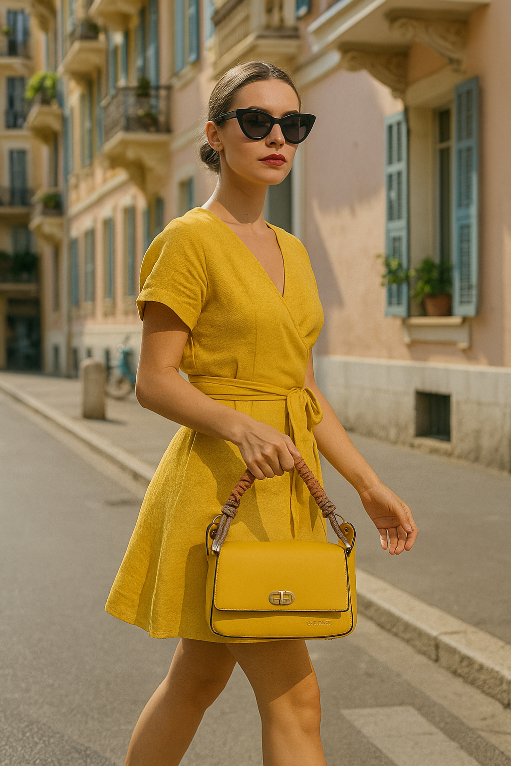 Sac à rabat Nahomy – Cuir vegan Jaune
