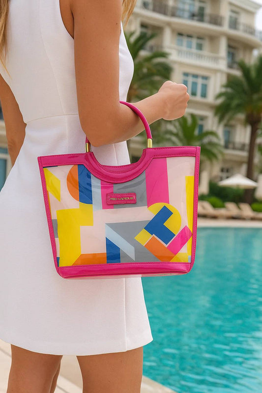 Sac Panier Transparent Tropiques II by Ted Lapidus – Couleurs : Fuchsia | Jaune | Noir