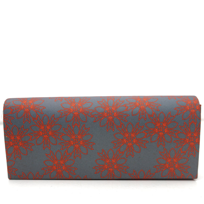 Pochette Dahlia – Toile enduite gris anthracite & imprimé floral corail