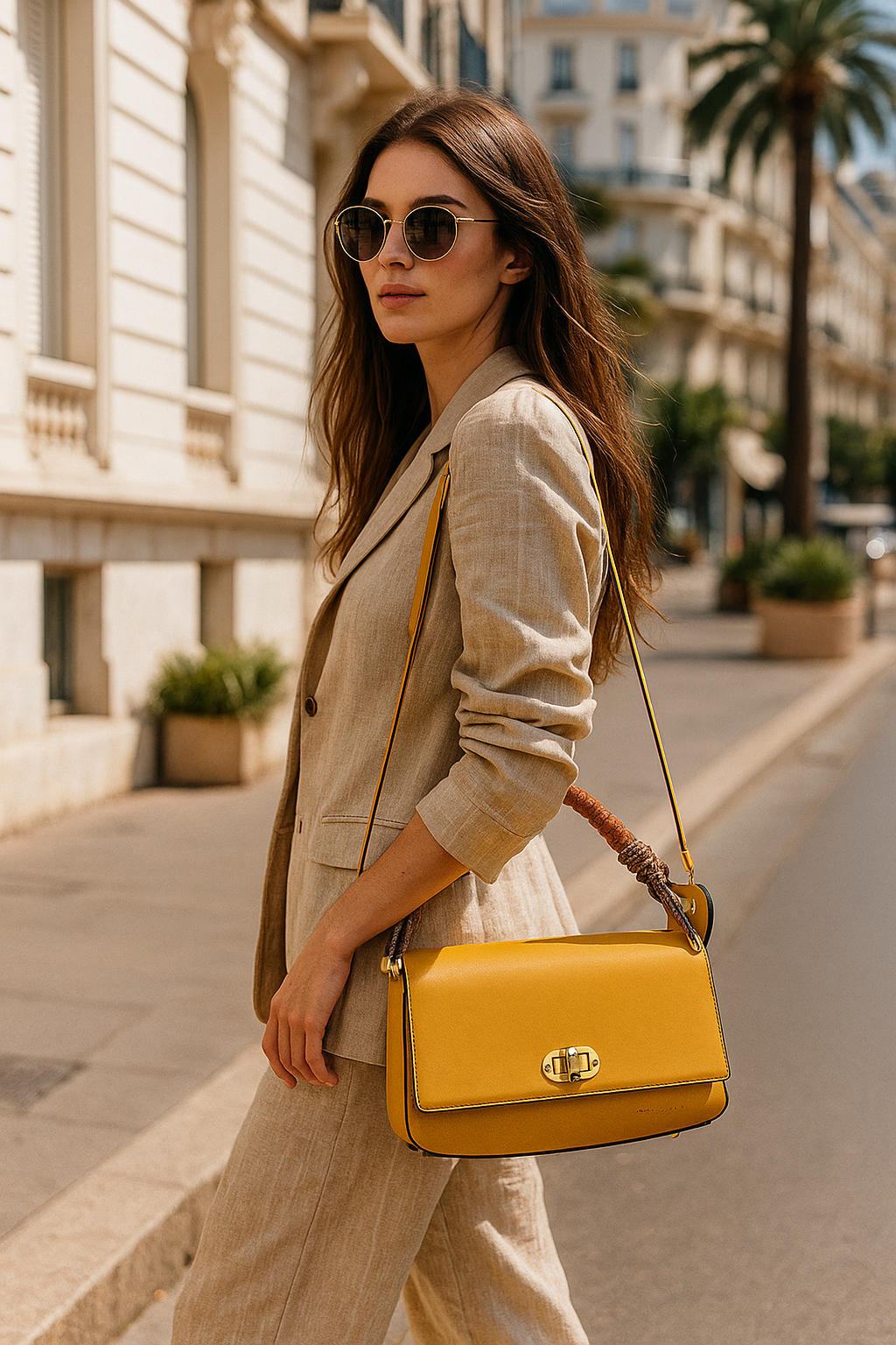 Sac à rabat Nahomy – Cuir vegan Jaune