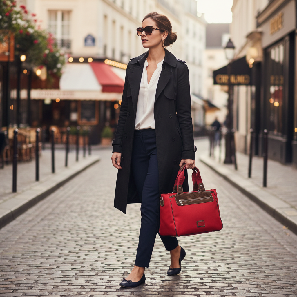 L'Élégance Discrète : Sac Cabas Tonic de Ted Lapidus, Un Compagnon Quotidien Raffiné rouge