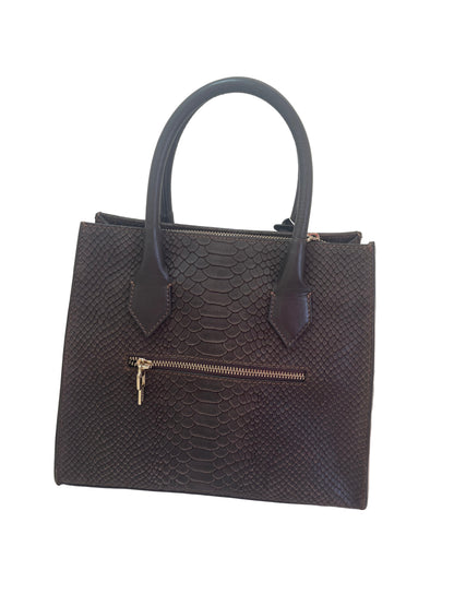 Sac porte main Trapèze en python Marron  by Jacques Esterel