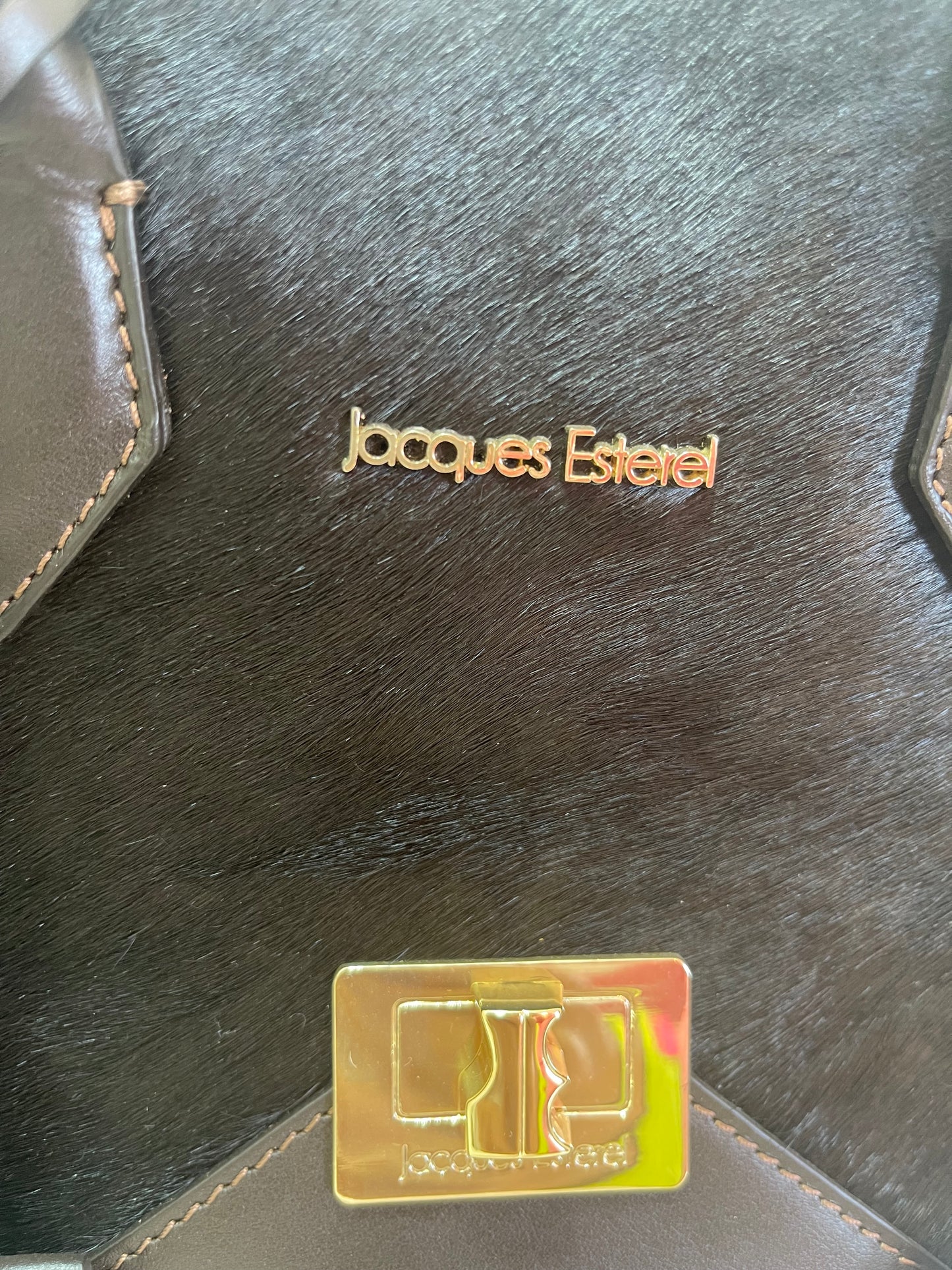 Sac  porte main Trapèze en poulain Marron  by Jacques Esterel