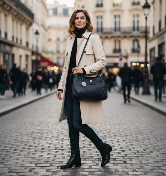 Sac Bandoulière Normandie en Cuir Véritable – Élégance Chic en Promo