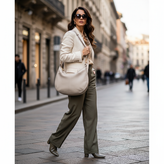 Sac Épaule Loren en Cuir Véritable – Laura Di Maggio – Made in Italy