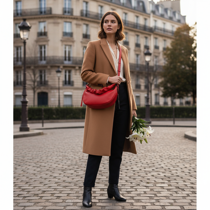 Sac demie lune en cuir Rouge Susan  by Laura Di Maggio