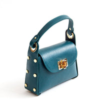تحميل الصورة إلى المعرض ، BAMBU &ndash; sac &agrave; main avec clous en cuir by Laura Di Maggio, vert p&eacute;trole, Sac &Atilde;&nbsp; Elle, Sac, BAGAGE, TED LAPIDUS JACQUES ESTEREL, STEVE MADDEN