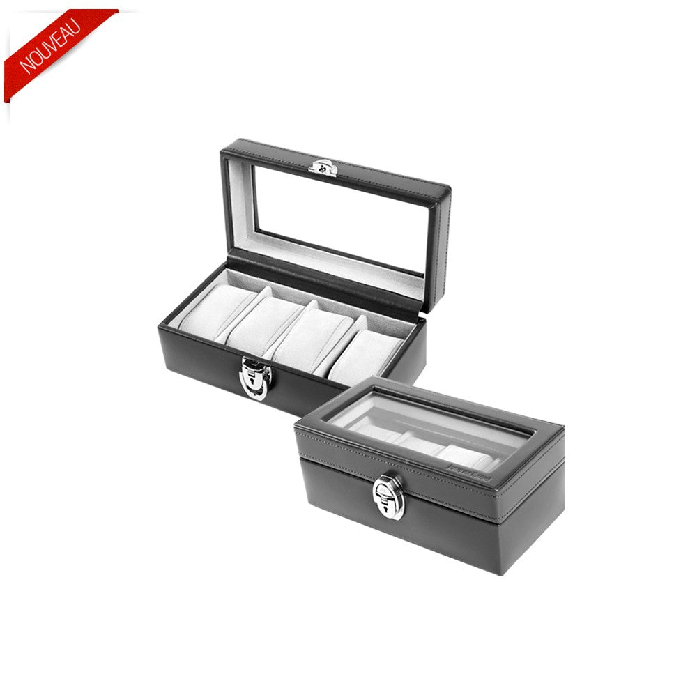 Coffret de rangement en cuir vitré pour 4 &nbsp;montres Jacques Esterel : l'écrin parfait pour vos garde-temps, NOIR, Sac Ã  Elle, Sac, BAGAGE, TED LAPIDUS JACQUES ESTEREL, STEVE MADDEN